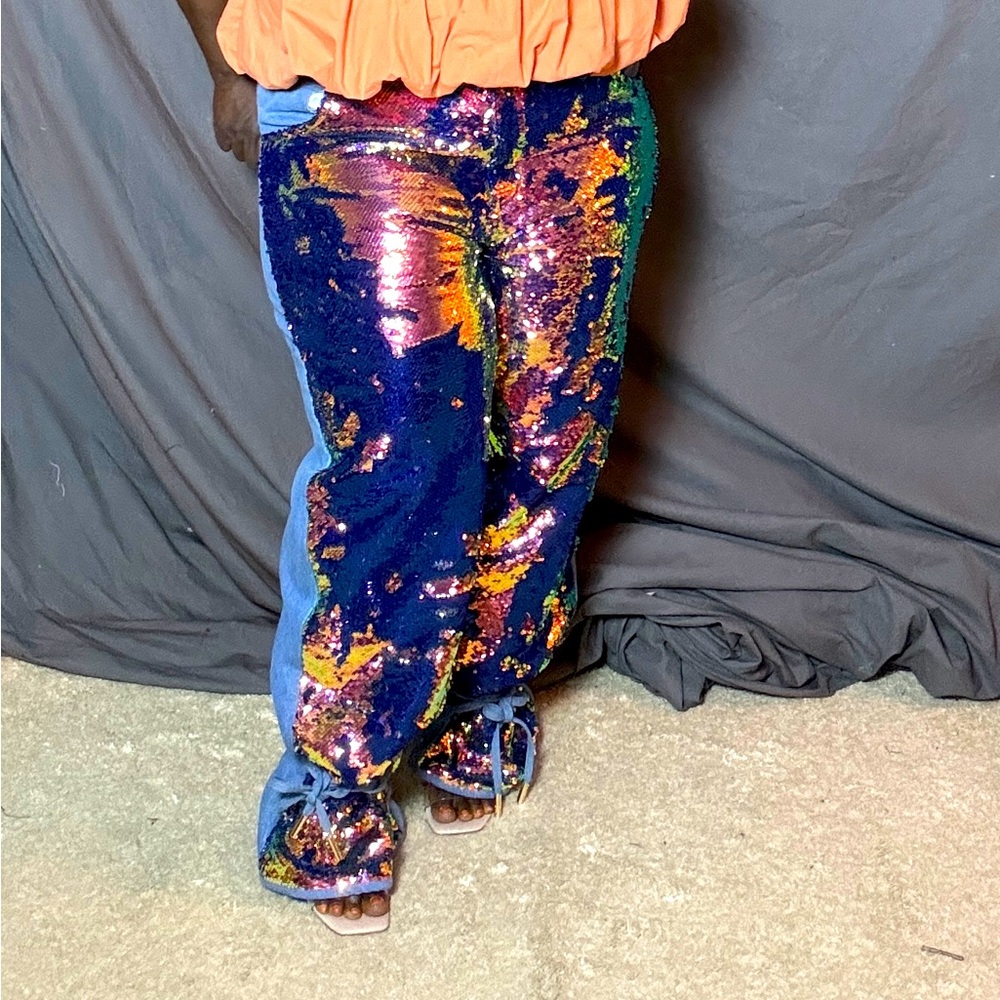Sequin Front Boyfriend Jeans